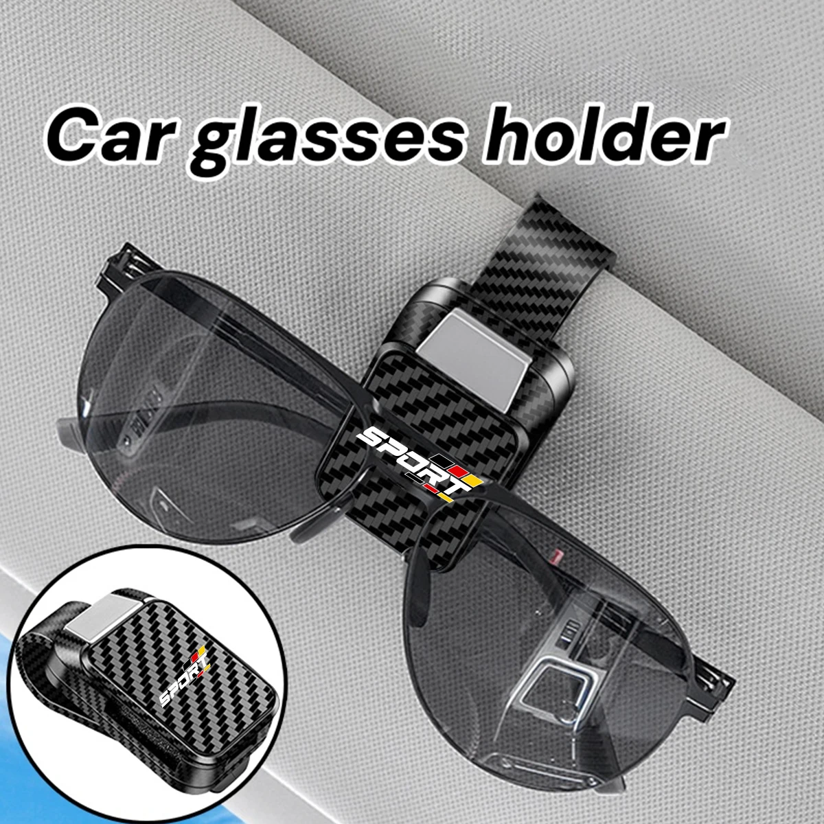 1pc ABS Sporty Carbon Fiber Pattern Car Sun Visor Glasses Holder Clip For Audi BMW Mercedes Benz VW Ford Auto Interior Accessory