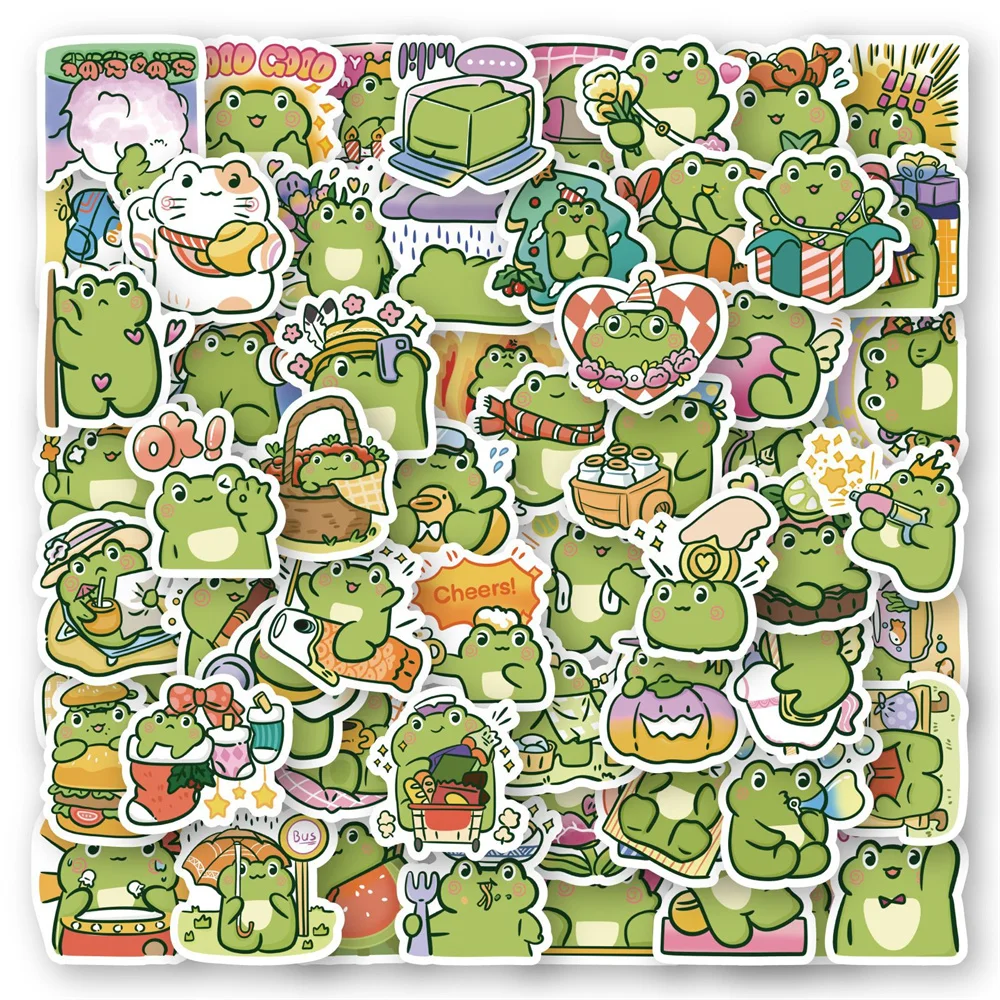 10/30/50PCS Cartoon Cute Frog Trend Graffiti Waterproof Sticker Toy Decoration Notebook Gift Gift iPad GuitarPVCStickerWholesale