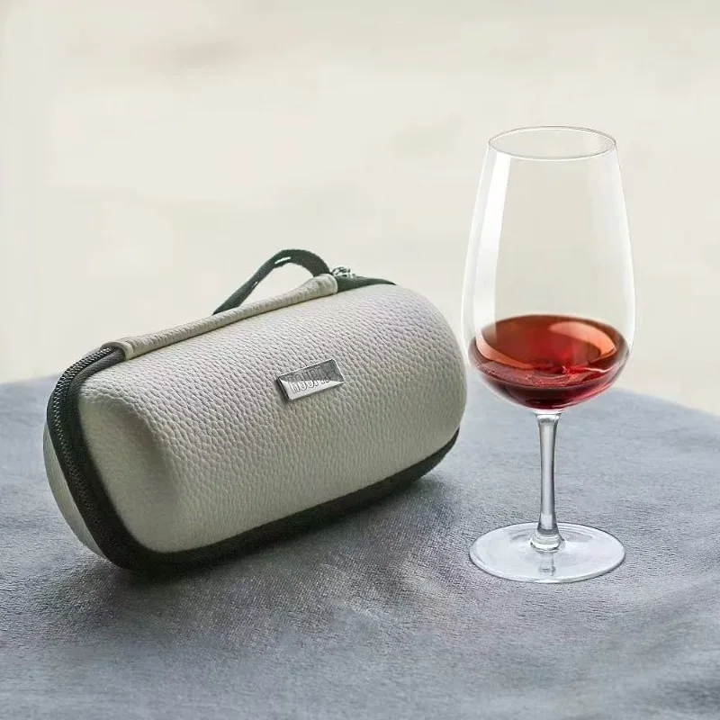 220ml Whiskey Glass Wine Glass with Leather Handbag Anti Drop Bag Wine Set Outdoor Travel Bag Bar Party Drinking Utensils