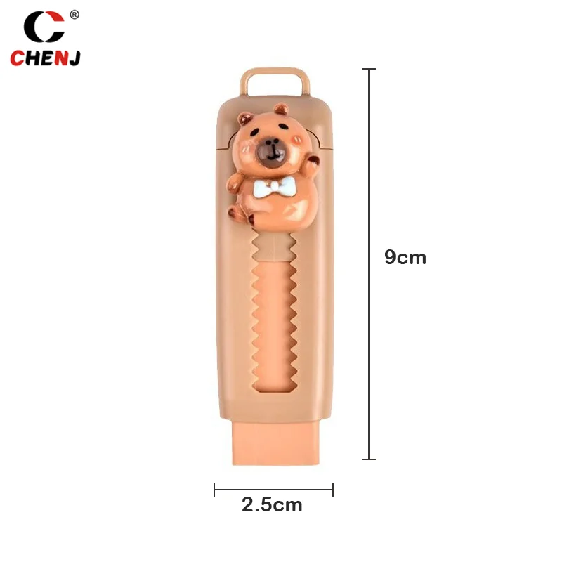 Kawaii Push Pull Capybara Eraser Soft School Supplies Clean Mess Free Stationary Office Student Rubber Eraser For Kids Gift