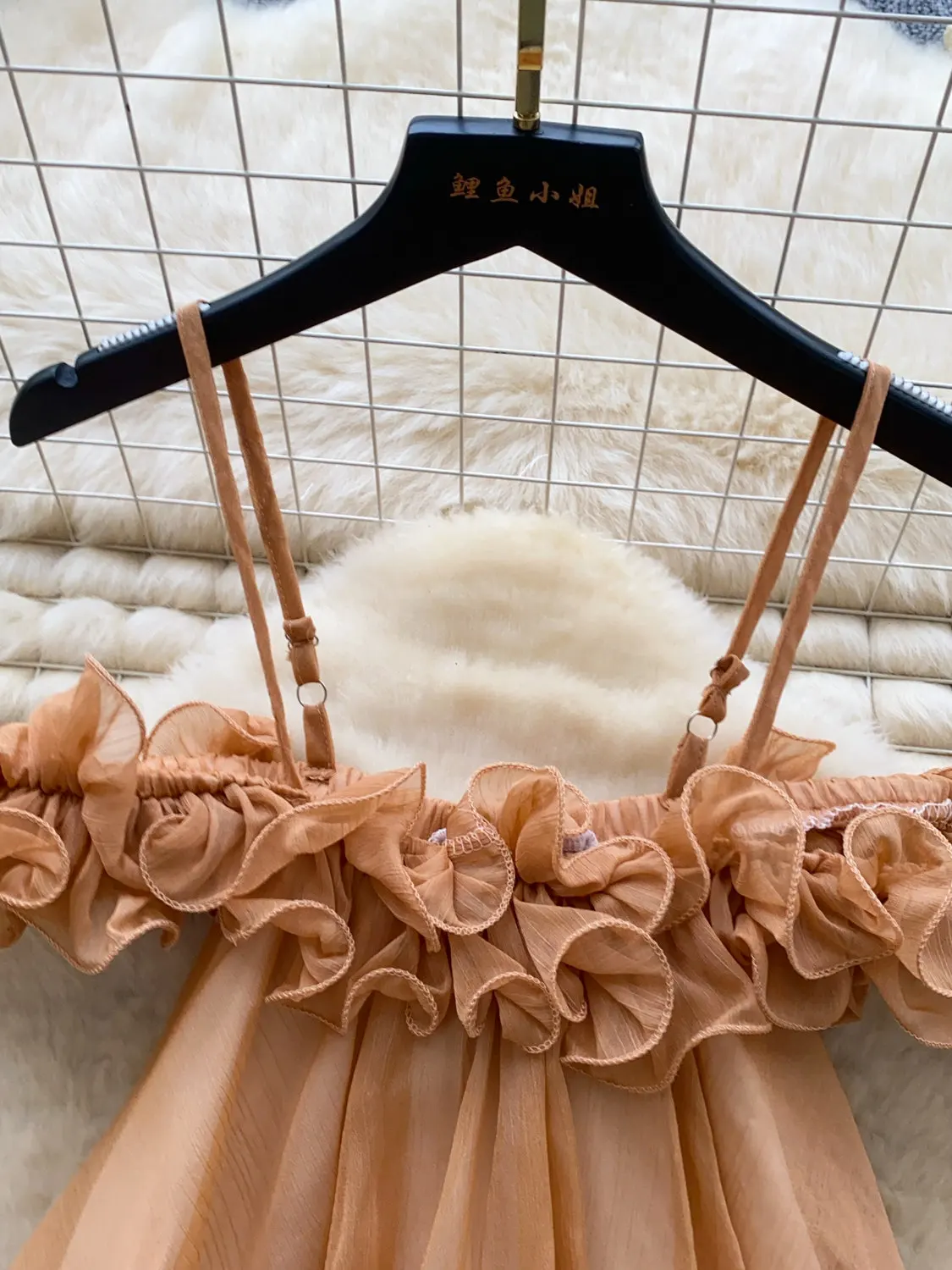 Women's Orange Ruffle Cami Top Y2K Gyaru Sweet Tank Top Vacation Style Off Shoulder Chiffon Cropped Top for Women Summer 2026
