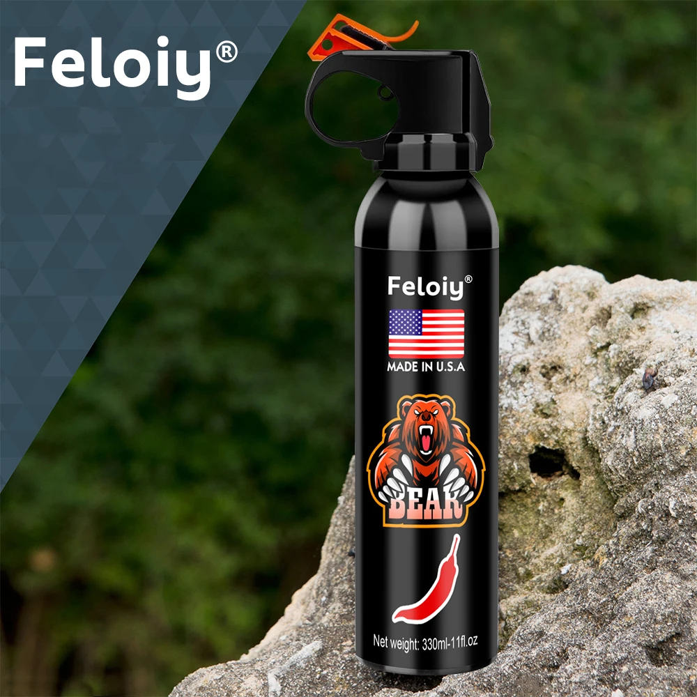 Spray de oso fuerte de 330 ml: largo alcance, gran alcance, con cerradura de seguridad, adecuado para acampar y hacer senderismo