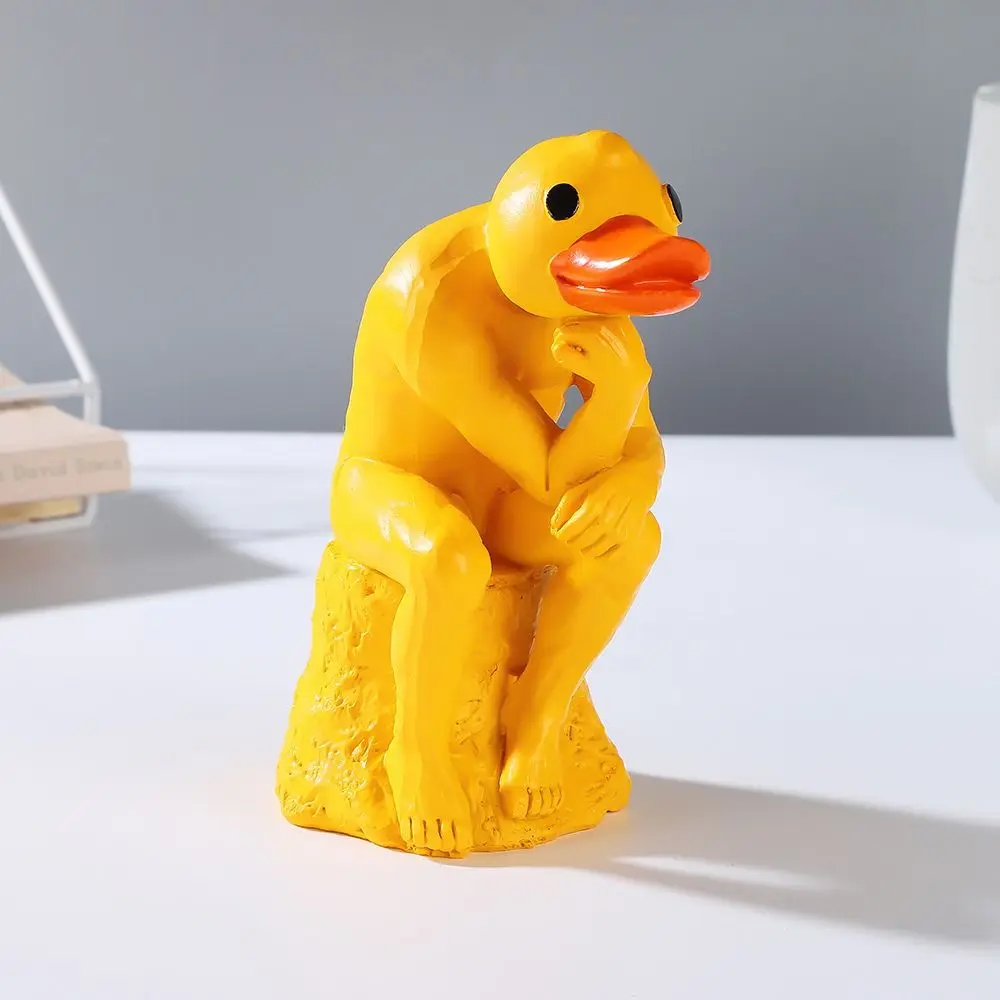 

Resin Thinking Duck Statue Model Ornaments Duck Yard Decorations Sensory Toy Ins Funny Animal Decorations Desktop Decorative