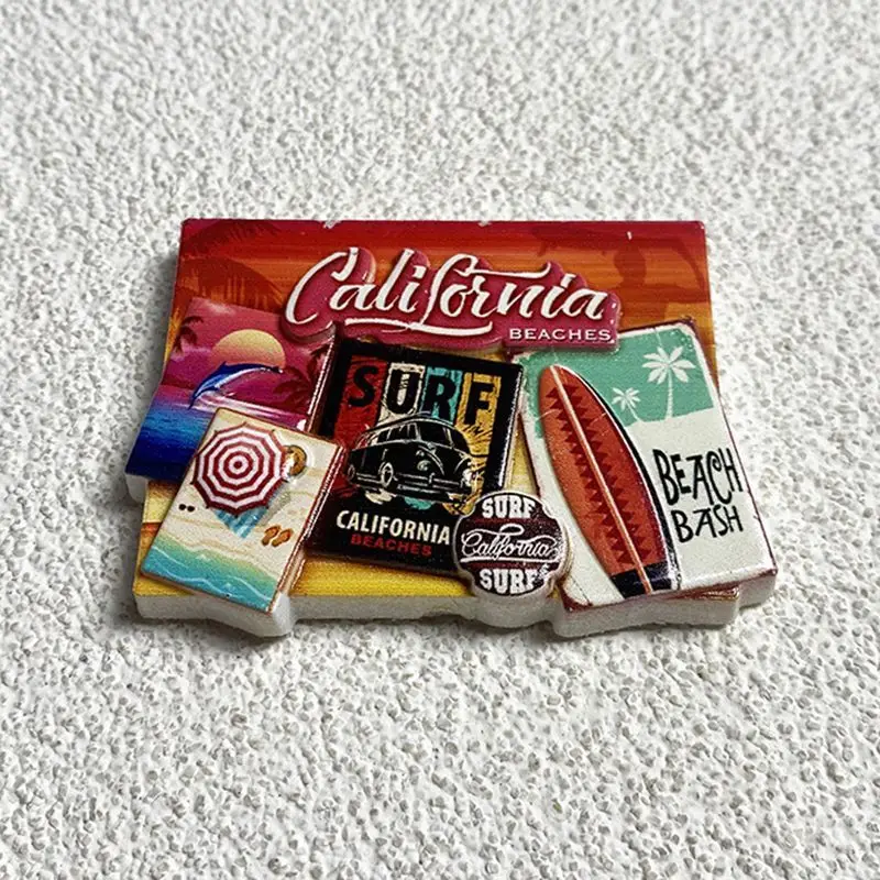 

Cute 3D Resin California Beaches Refrigerator Magnets USA Souvenir Surf Decor Imanes Decoración Hogar Aimants Frigo