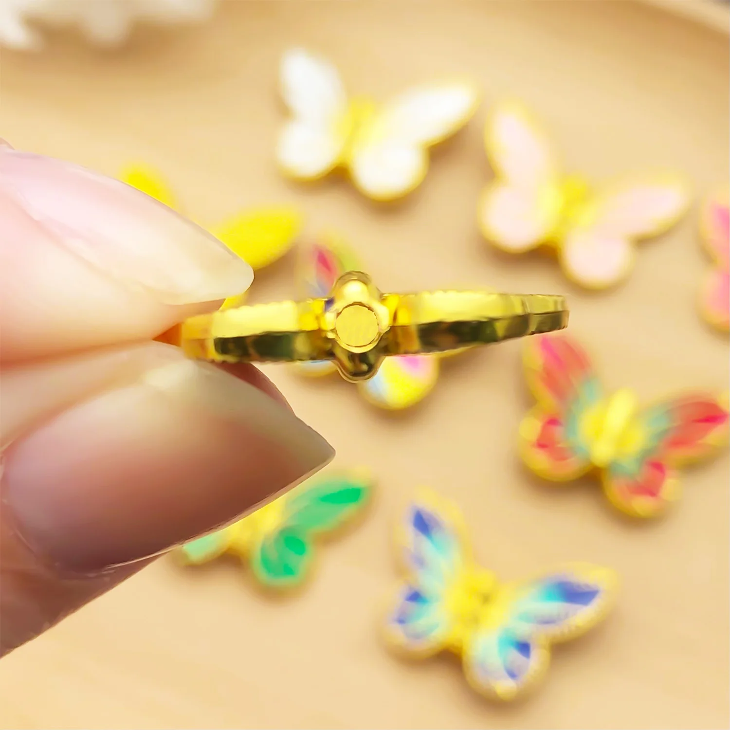 Mix 5/11pcs Drip Oil Bright Golden Butterfly Series Set with Interval Beads, DIY Bracelet, Necklace Jewelry Making Accessories image 3