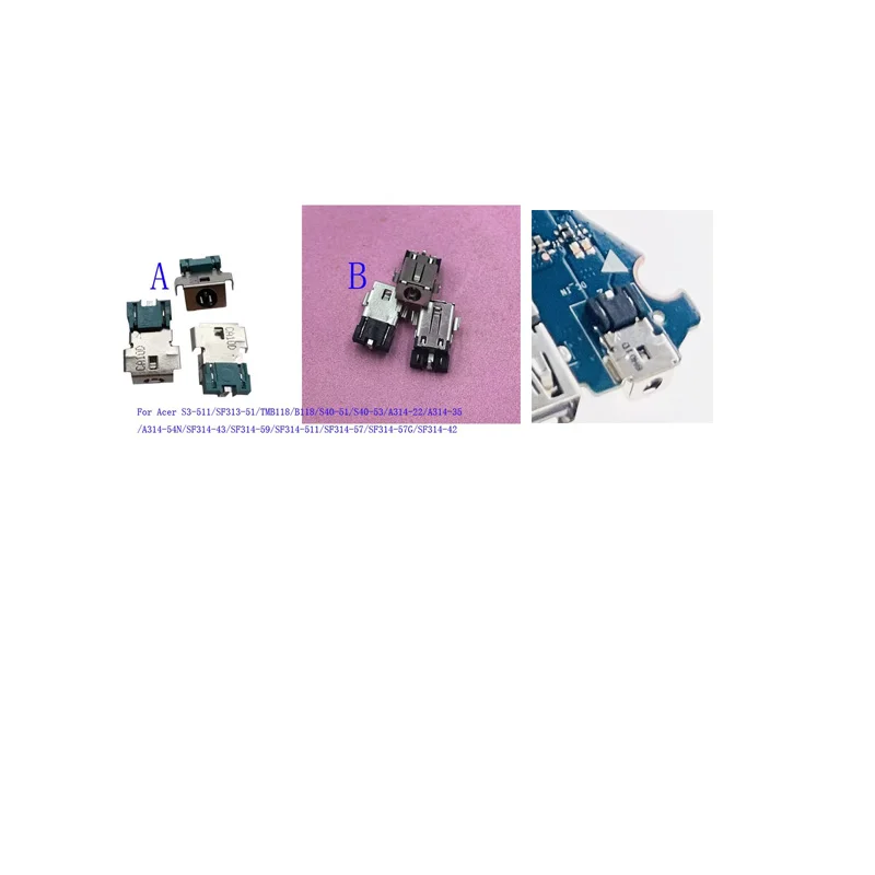 1-50Pcs Charger Connector DC Power Plug Laptop For Acer SF313-51 TMB118 B118 SF314-43 59 57 57G 42 S3-511 S40-53 A314-54N 22 35