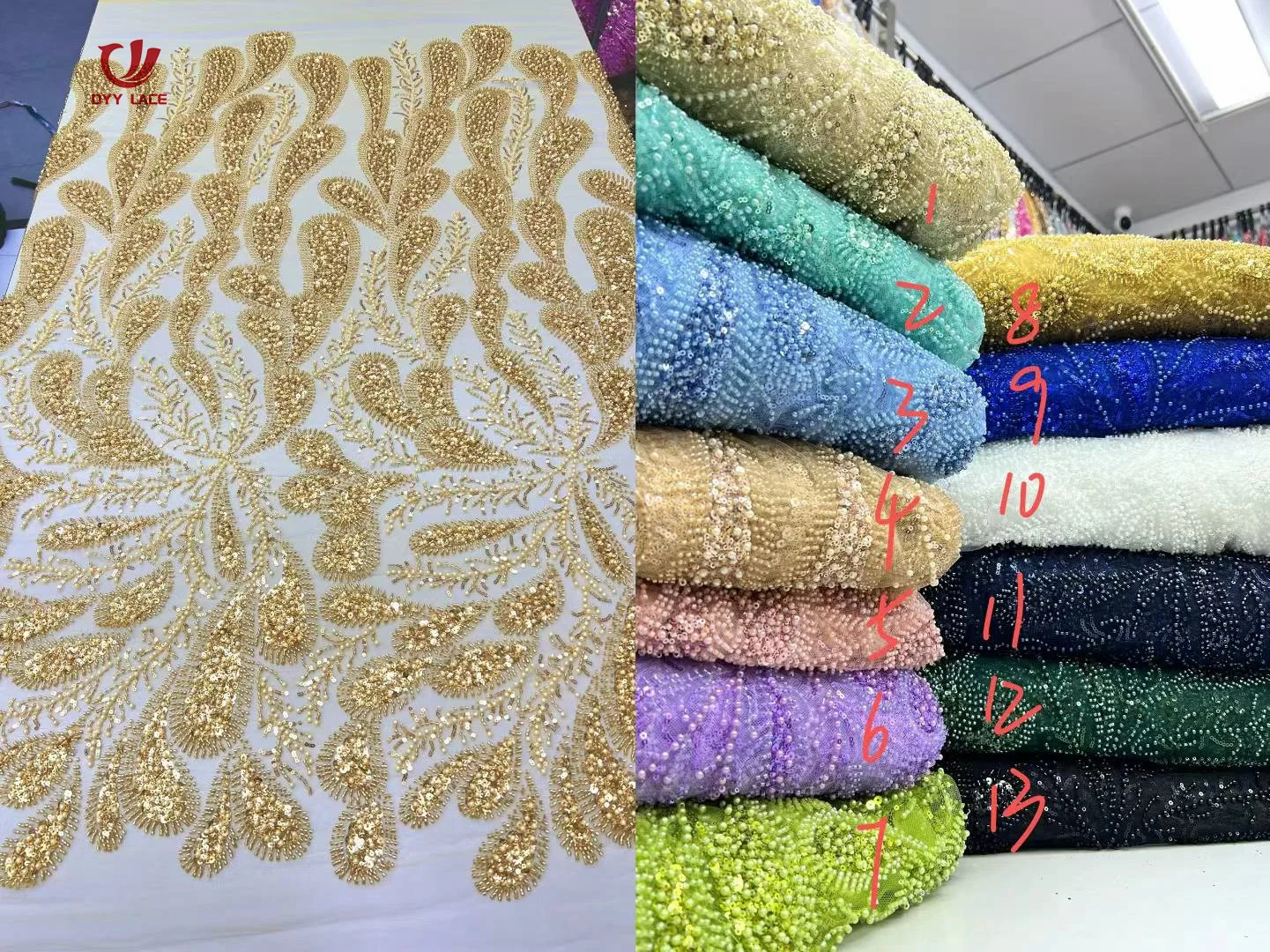 5 yards luxe Afrikaanse pailletten kralen kant stof 2025, hoge kwaliteit bruidegom Nigeriaanse bruiloft bruids borduurwerk Franse tule kant