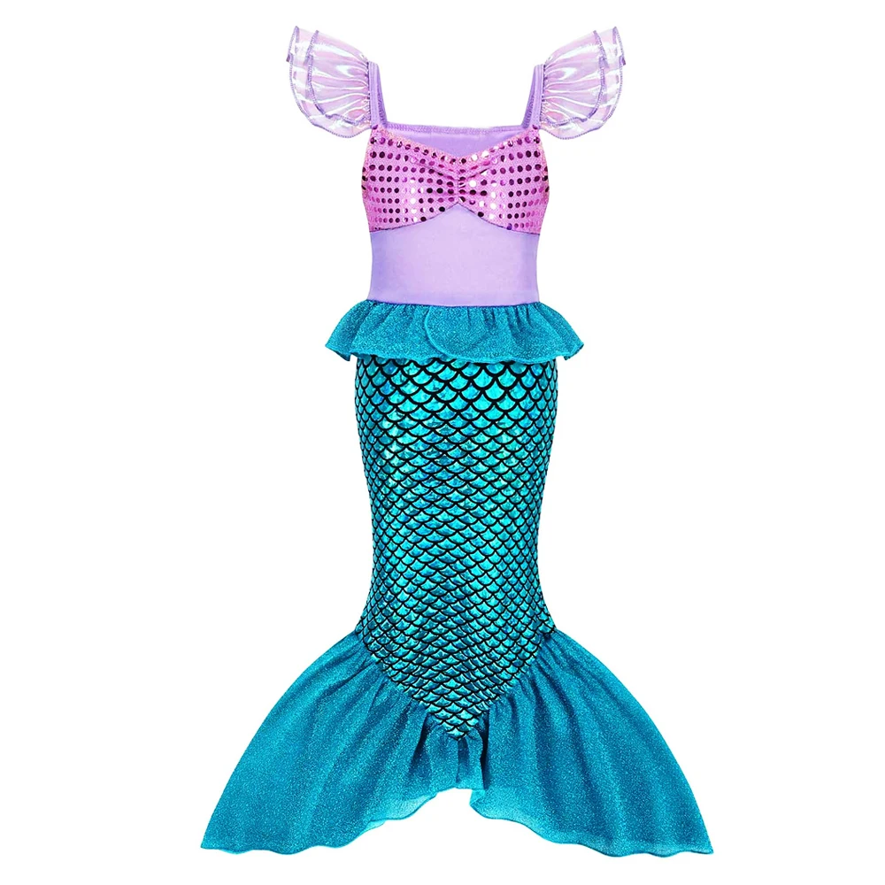 2026 Mermaid Costume for Kids Cute Princess Trumpet Dress Girl Fairy Tale Little Mermaid Cosplay Ariel Apparel Carnival Robe