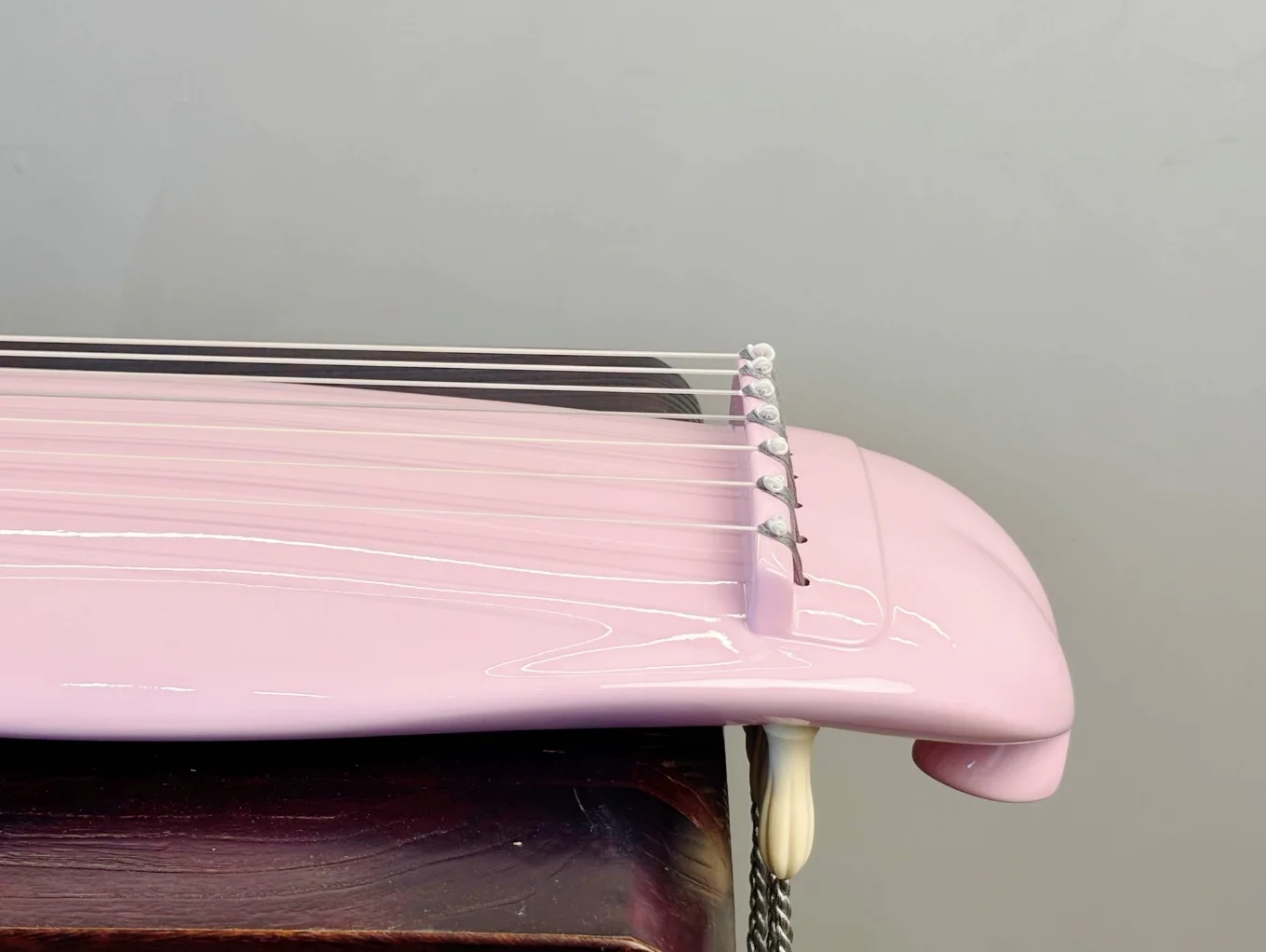 Carbon Fiber Guqin Banana Leaf Style Pink Traditional Chinese String Instrument