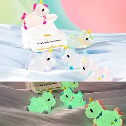 10PCS Mini Cartoon Unicorn Glow At Dark Miniatures Figurines Unicorns Kawaii Home Decor Luminous Fairy Garden Accessories