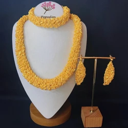 New Dubai 24K Gold Plated Bracelet Necklace Earrings for Women's Romantic Wedding High End Gift Party Jewelry Set DD10590