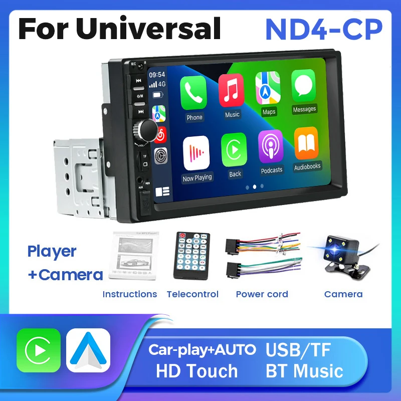 Car Radio HD Video Player 7inch Touch MP5 CarPlay Android Auto Radio Navigation Mirror Link Universal Rear View Camera AUX BT FM