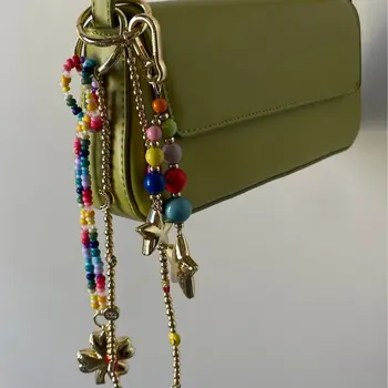 Žhavé barevné zavěšení na tašku, ručně tkaný přívěsek na klíče, internetově známý přívěsek, barevné lano, korálkové oči, DIY doplňky 10 nejlepší prodej Klíčenka s kořením - №5