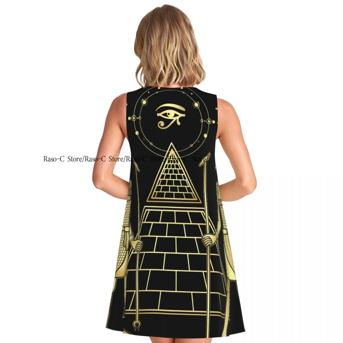 レディースドレスエジプト神ラとセス夏カジュアルTシャツビーチカバーアップタンクドレス