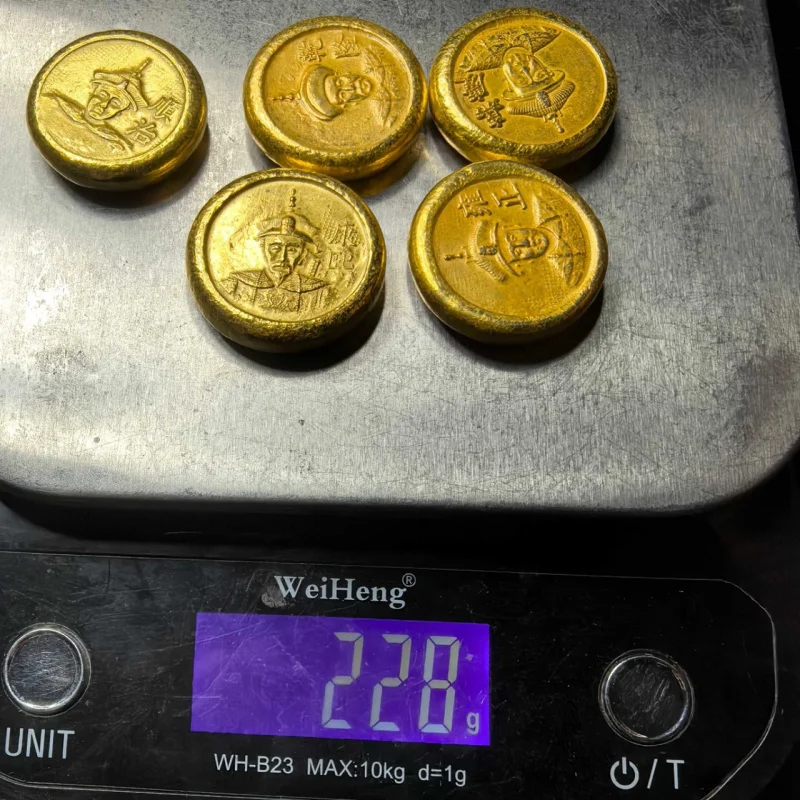 Monedas  oro  cinco emperadores  la dinastía Qing, regalo imperial  la dinastía Qing, oro puro, imitación antigua chapad