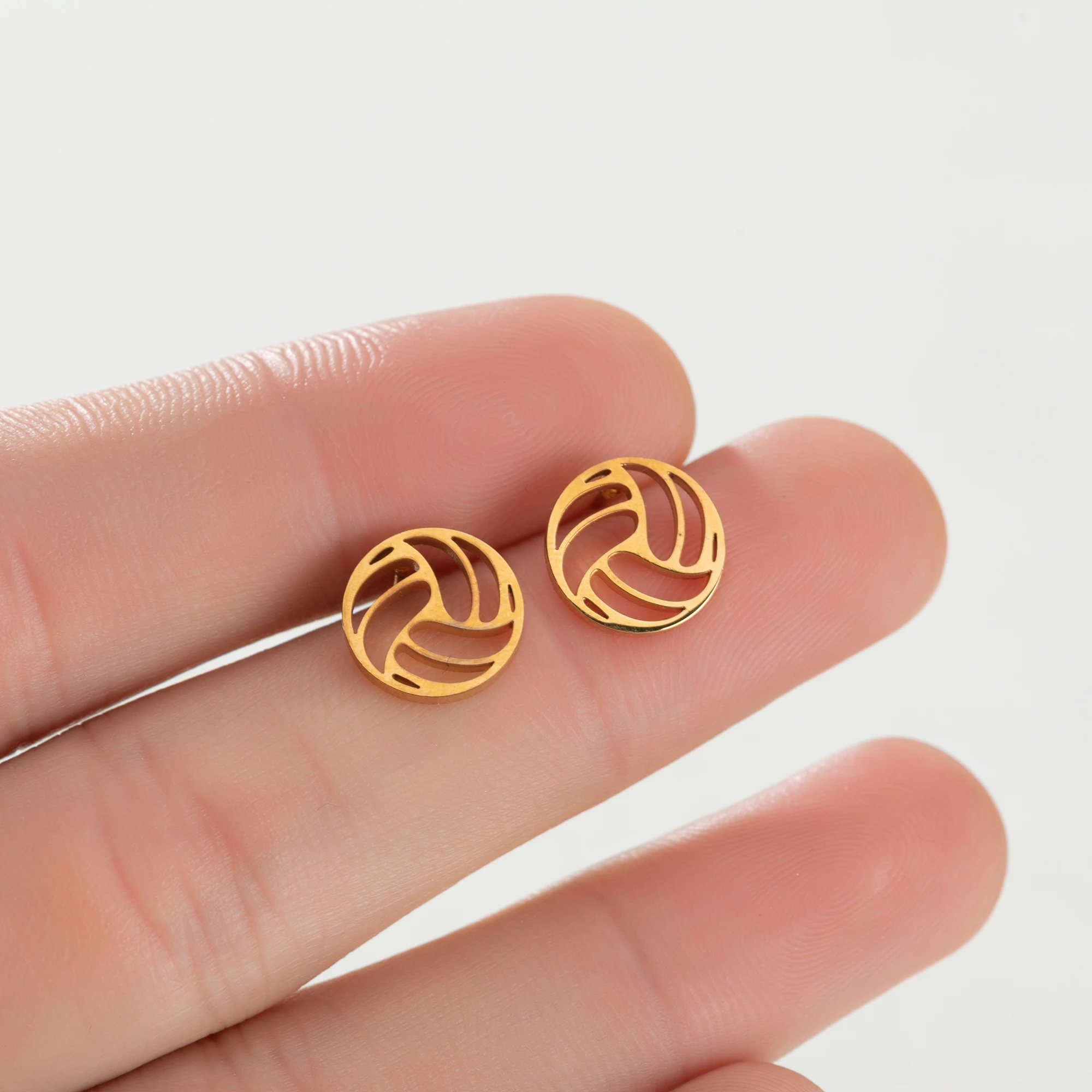 1Pair New Sports Small Volleyball Earrings Stainless Steel Fashion Sports Jewelry Wholesale