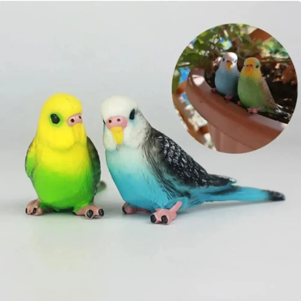 Creative Miniatures Simulated Budgie Parrot Plastic Cartoon Budgerigar Toy Educational Bird Figurines Kids Room