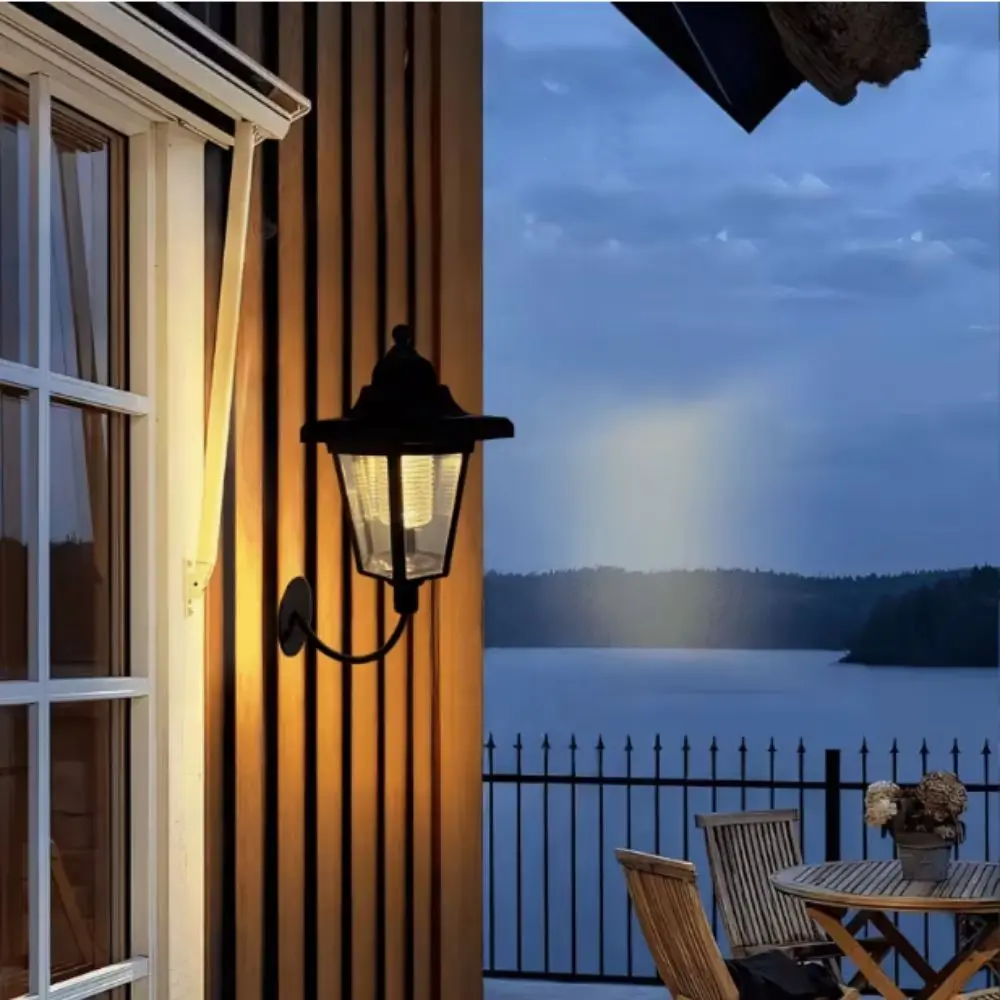 Waterproof Solar Wall Light Solar Energy IP65 Hexagonal Wall Light Decorative Design Outdoor Rated LED Wall Lamp Garden Lighting