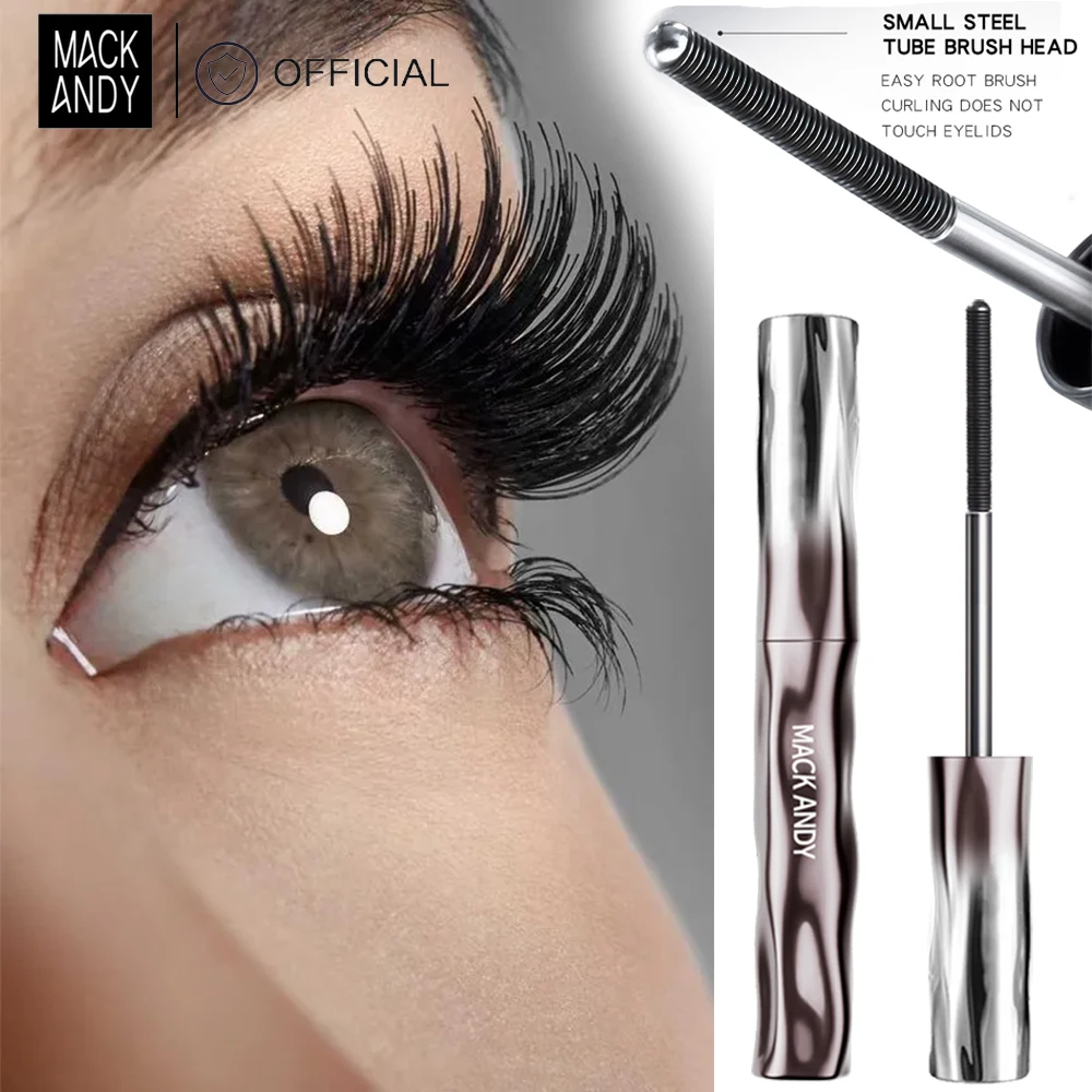 MACKANDY-rímel con tecnología negra, tubo de acero, mejora, no aglutinante, a prueba de manchas, de larga duración, sin escamas, resistente al agua