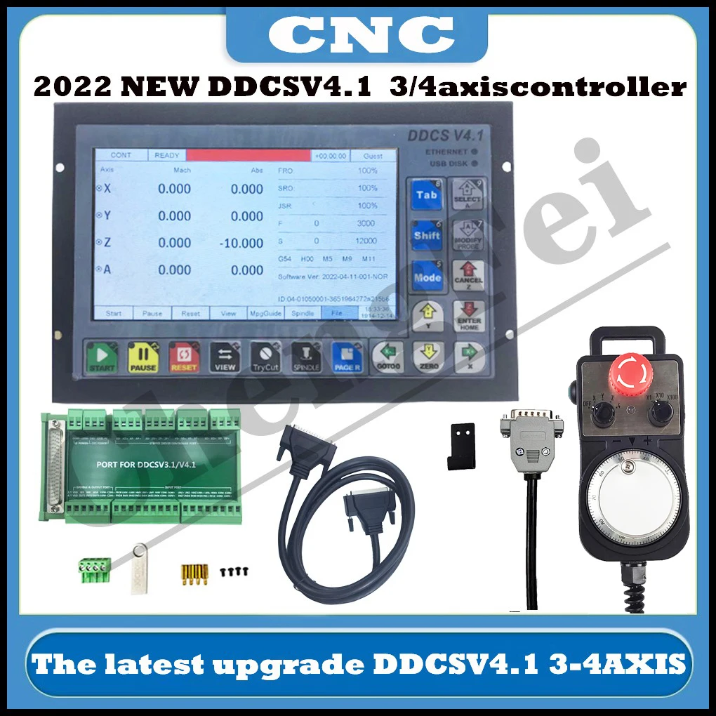 

NEW CNC DDCSV4.1 3/4 Axis G Code CNC Offline Stand Alone Controller For Engraving Milling Machine With E-Stop MPG Handwheel