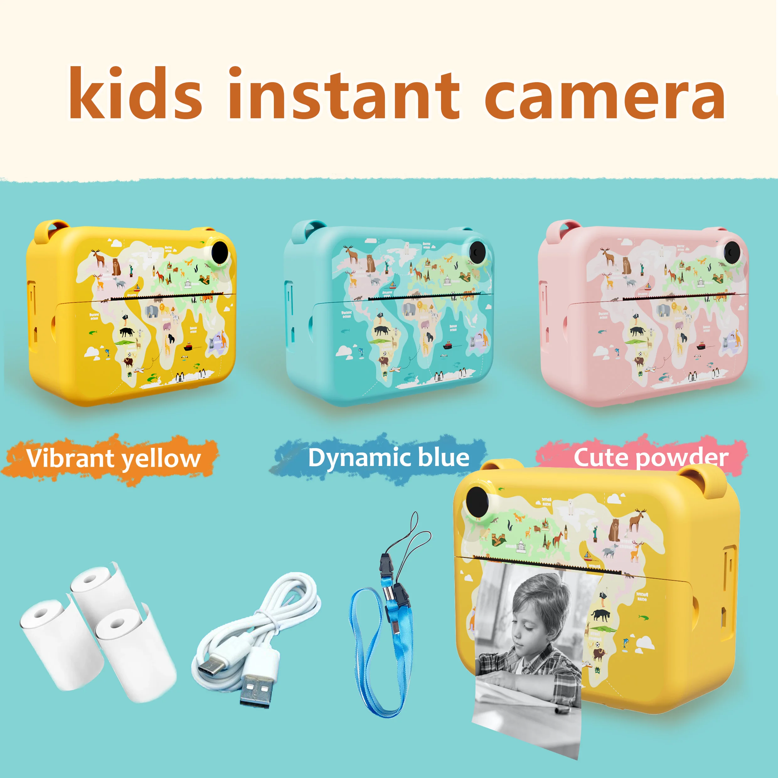 Sofortbildkamera für Kinder, 1080p, hochauflösende Dual-Kamera, 1500 mAh Akku mit hoher Kapazität, 10-facher Zoom, Geschenk für Kinder ab 4 Jahren