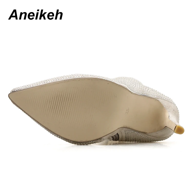 Aneikeh banchetto primaverile Sexy strass di cristallo lucido stivaletti da donna tacchi alti discoteca stivaletti moderni per scarpe da donna