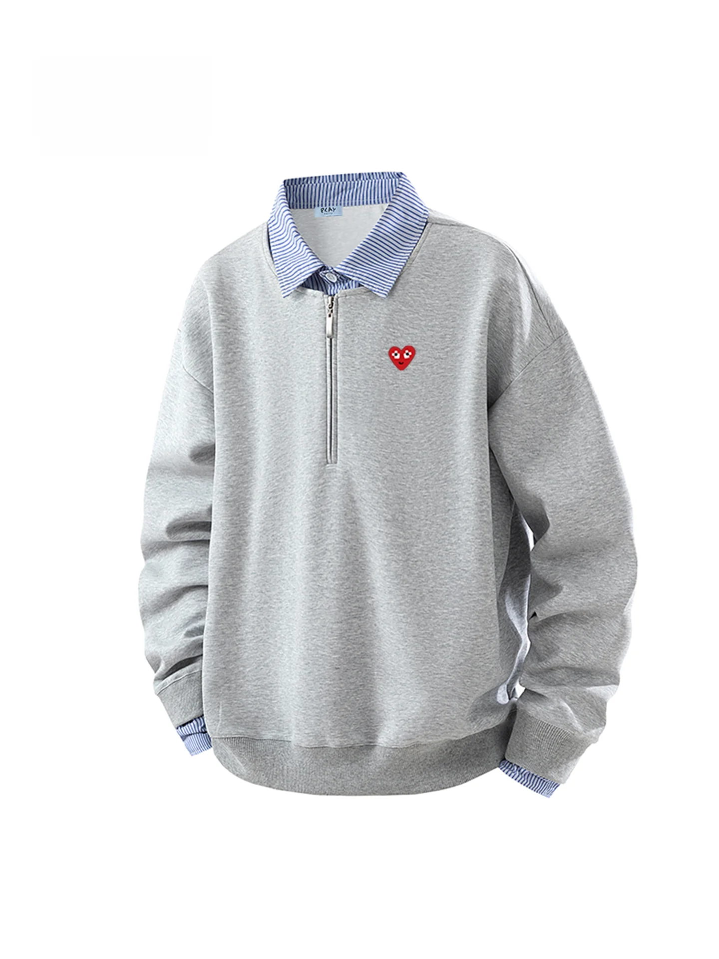 

Повседневная свободная толстовка оверсайз Play Hei: новая осенняя модель с цветными вставками, воротником и длинными рукавами, дышащая и комфортная