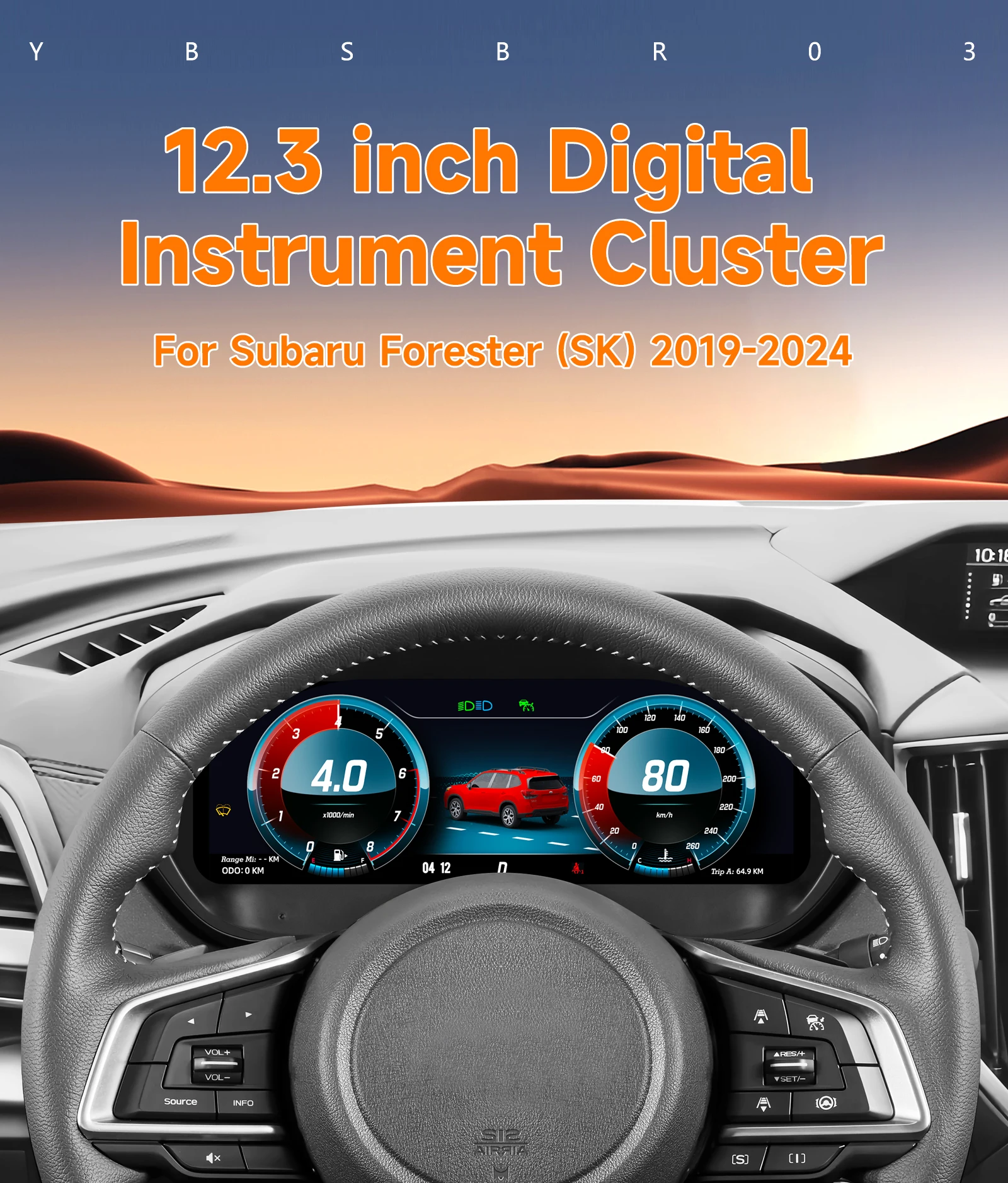 12.3“ Car Dashboard For Subaru Forester 2019-2024 CarPlay Android Auto Speeding Alert Cruise control Cluster Dash Panels OTA