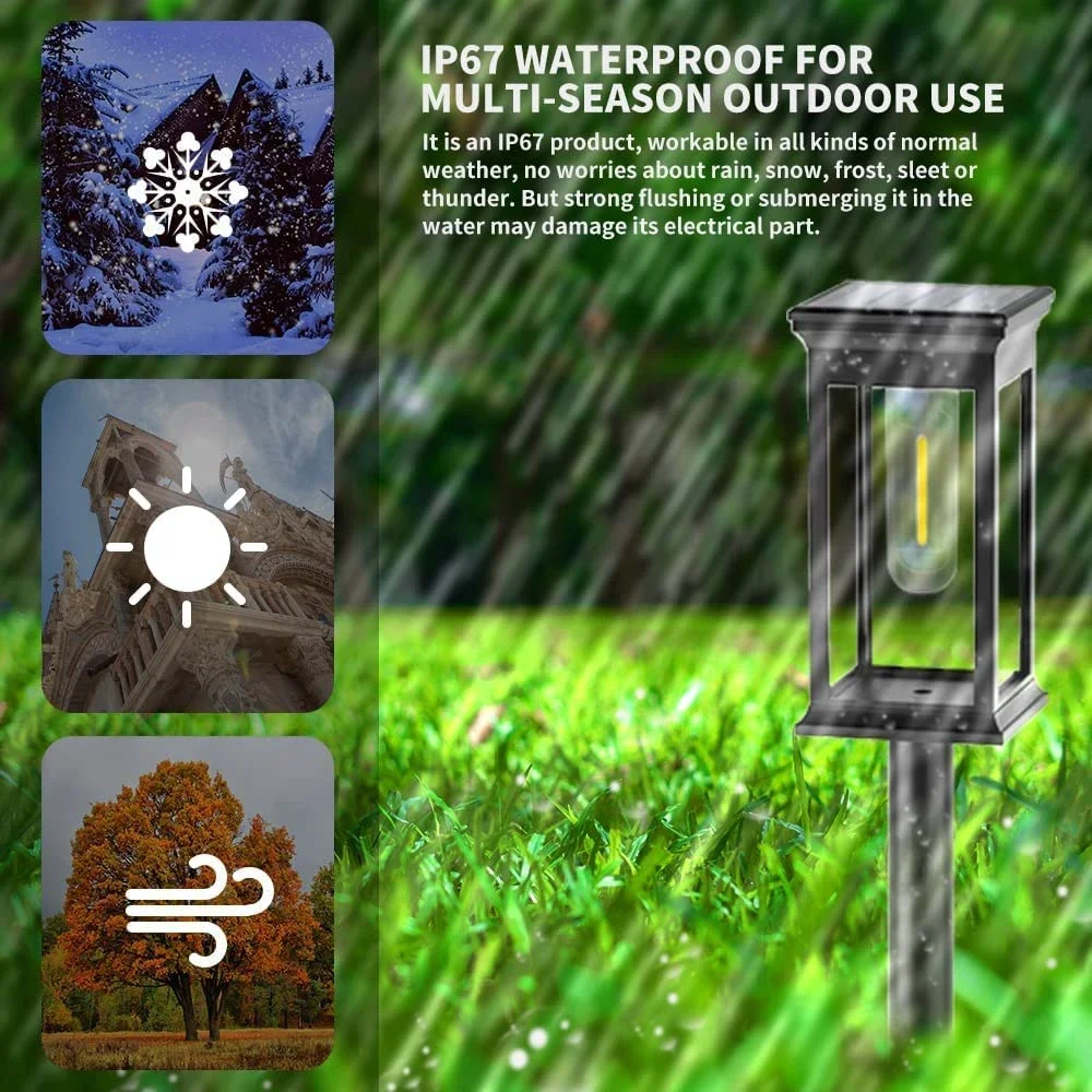 Lampe Solaire d'Extérieur Imperméable Conforme à la Norme IP65, Luminaire Décoratif de Paysage, Idéal pour un Jardin, un Sentier, une Pelouse, une Cour ou une Passerelle, 2 Pièces