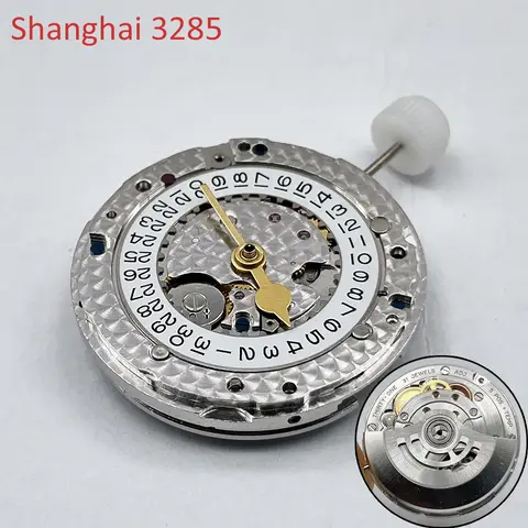 New Shanghai GMT 3285 Automatic Mechanical Movement 4 Hands VR-3285 Blue Balance Modification Replace Movement 3285 31 Jewels