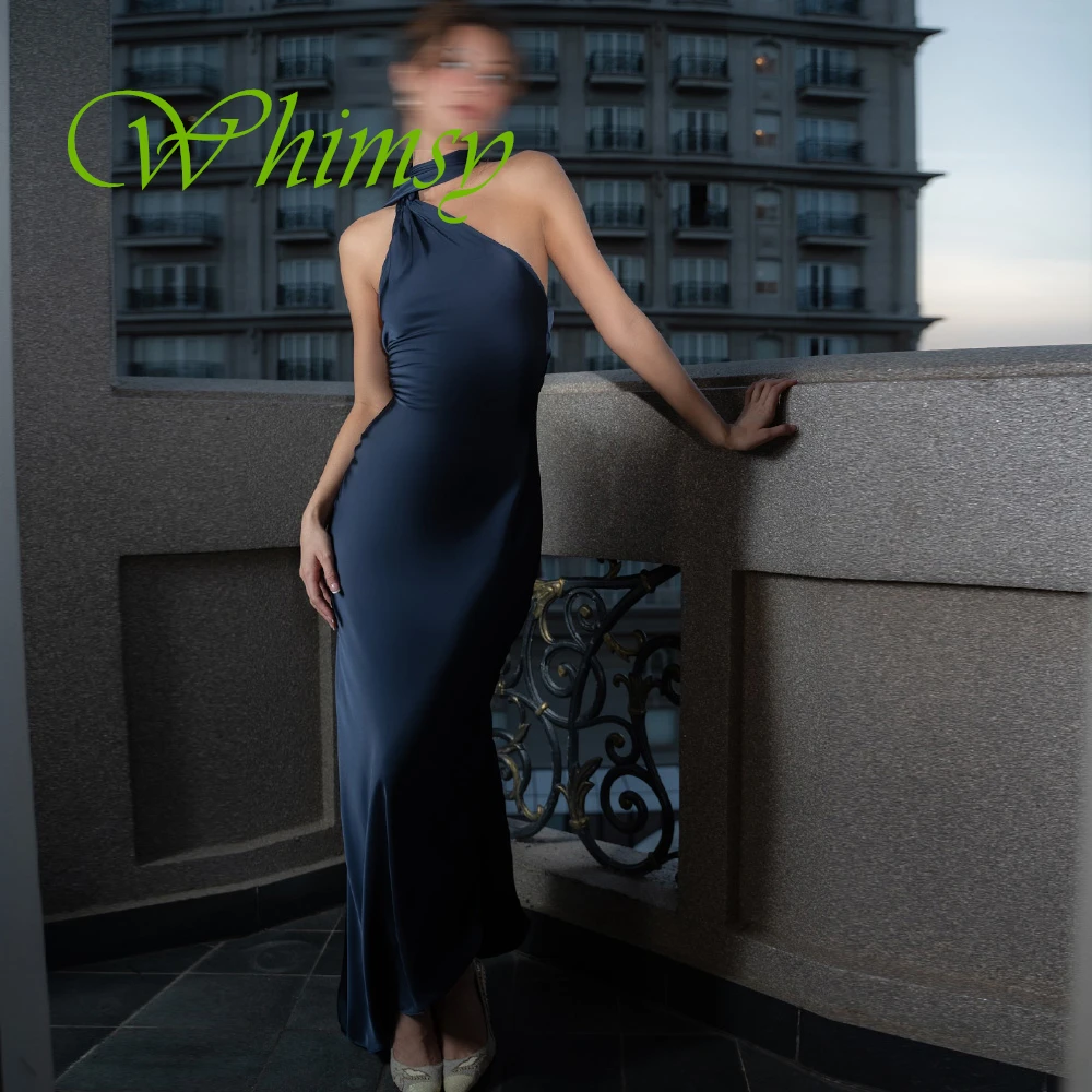 فستان سهرة مخصص من الساتان مع رسن كلاسيكي بدون أكمام لحفلات العودة للوطن، فساتين مناسبة مخصصة مفتوحة الظهر