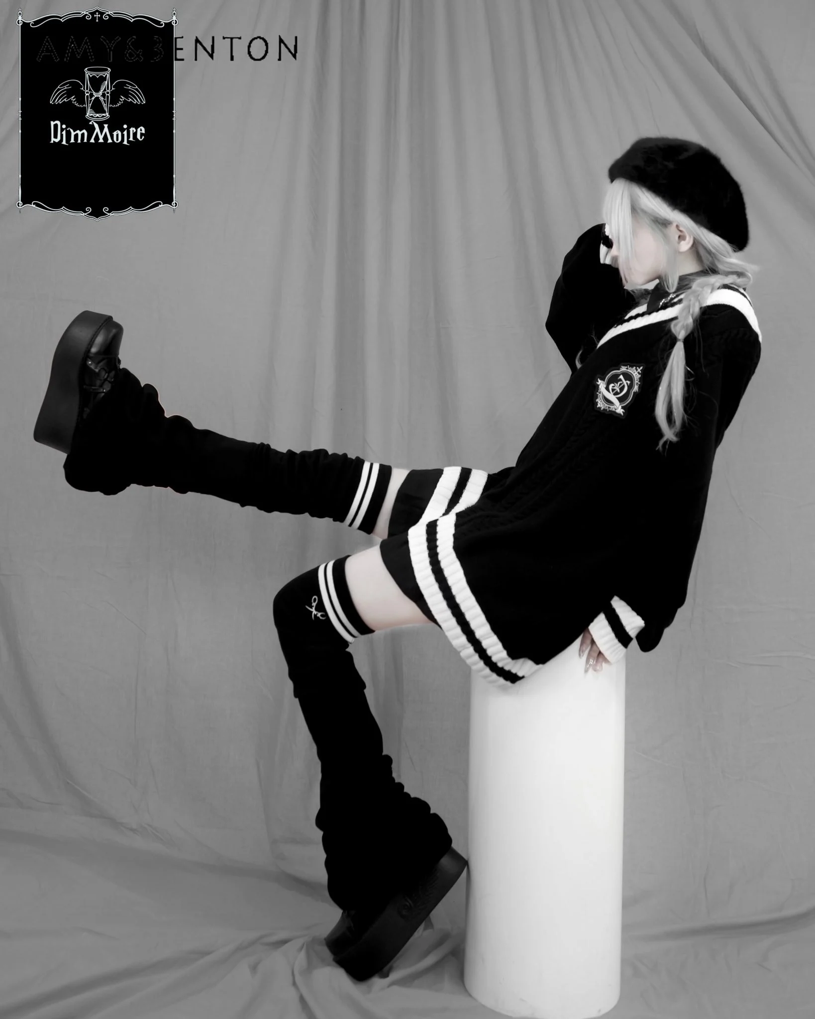 Japanese Mine Series Cartoon Print Striped Over-the-Knee Leg Warmers Subculture Gothic Sexy Multi-Layer Leg Warmers JK Socks