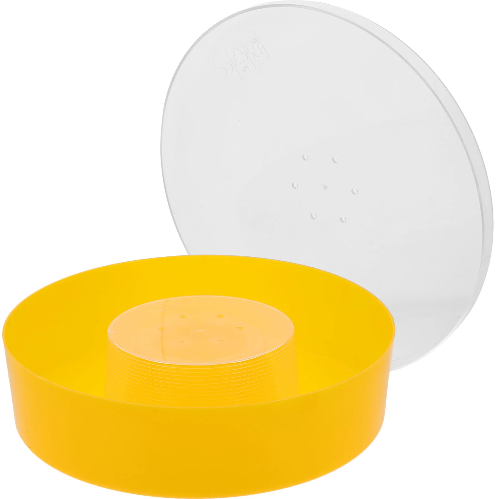 

Round Bee Feeder Yellow Durable Plastic Transparent Design Prevents Drowning Easy Refill Without Disturbing Hive