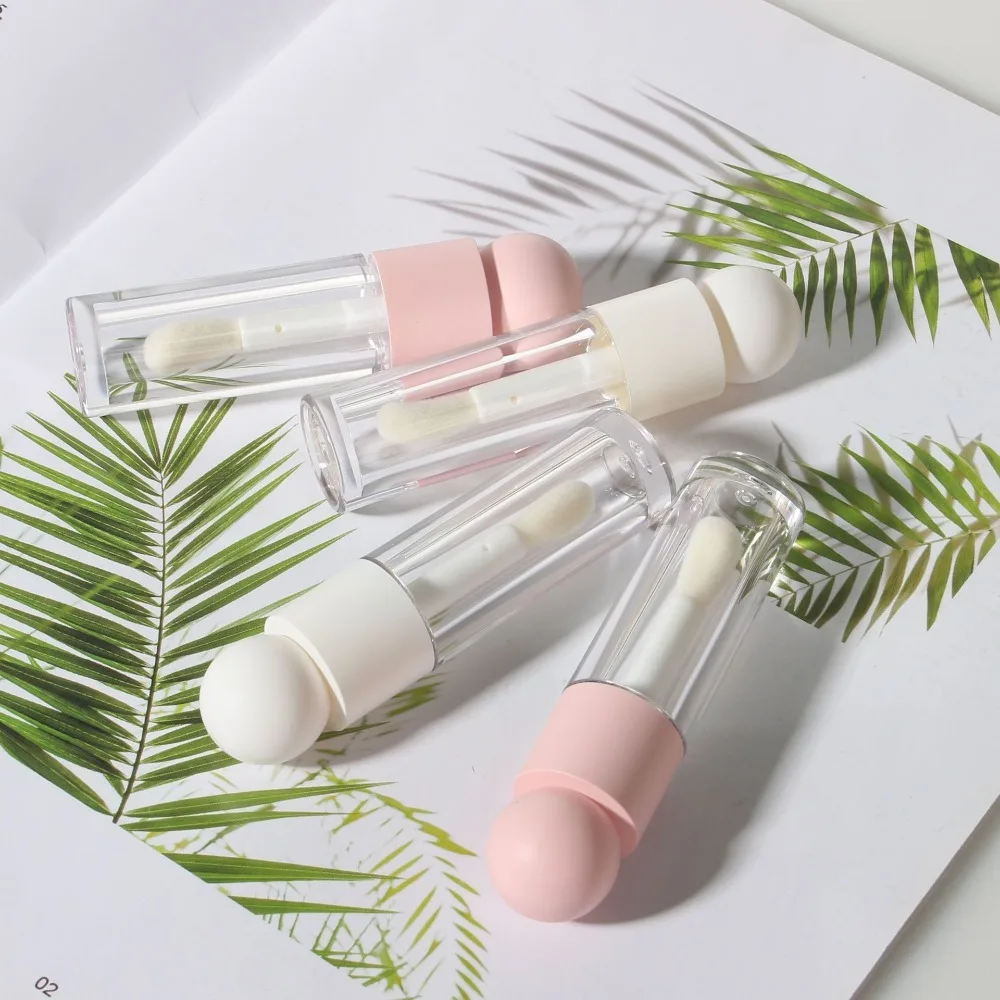 Nouveau Tube de brillant à lèvres de 5ml, mat, Transparent, rose, tige épaisse, distributeur de bouteilles vides, matériel d'emballage de maquillage, grande tête de brosse