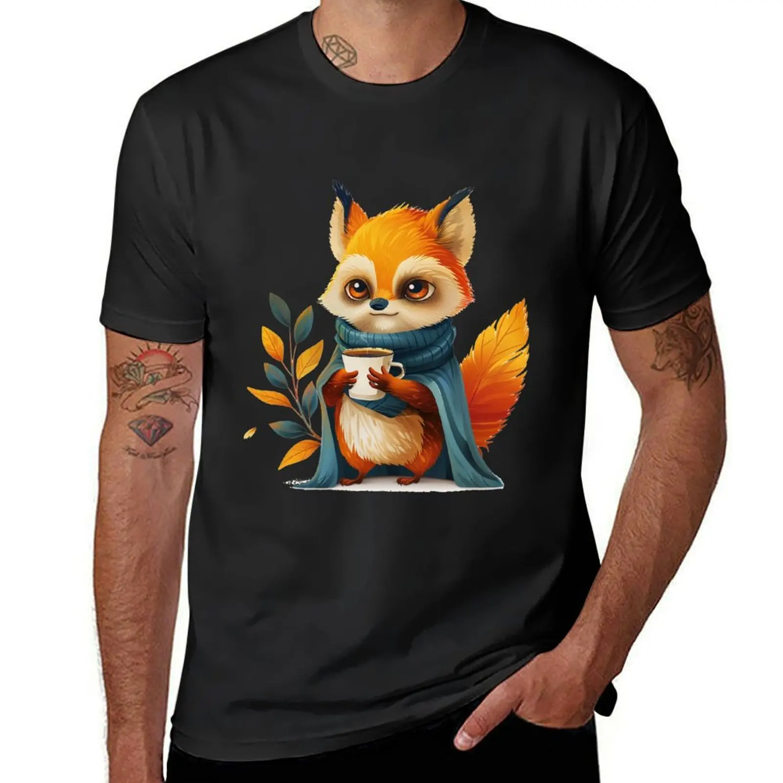 

Autumn Fox with Spiced Latte T-Shirt Blouse blanks anime t shirts for men pack