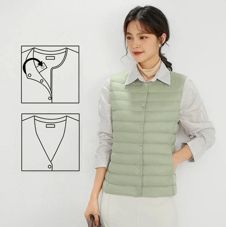 سترة دافئة محمولة للنساء 2025 خفيفة للغاية 90% بطة بيضاء أسفل ملء بطانة رفيعة تحت سترة ملابس خارجية #1