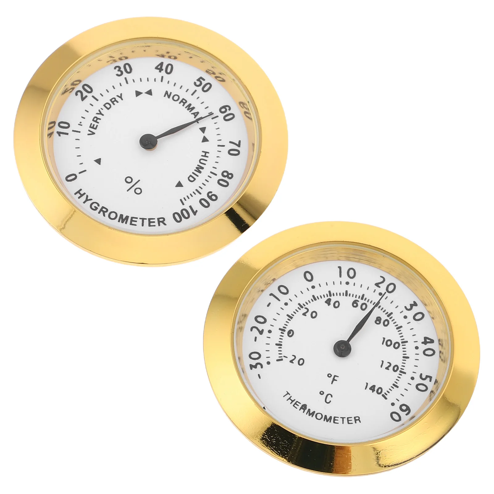 2Pcs Temperature Humidity Meter Round Hygrometer Gauge Guitar Case Home Office Indoor Use Temperature Humidity Meter