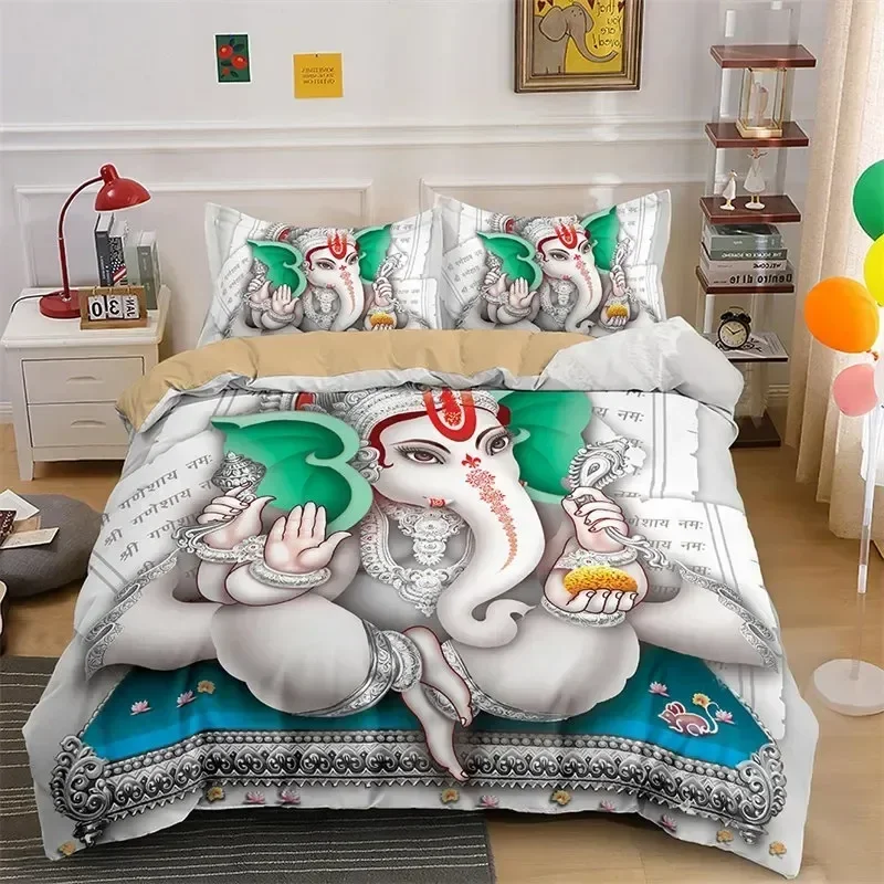 Lord Ganesha Indian Elephant Bohemia Mandala Bedding Set Boys Girls Twin Queen Size Duvet Cover Pillowcase Bed Kids Adult