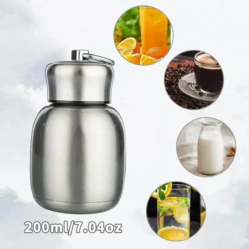 Mini 200ml Vacuum Flasks Vacuum Insulated Water Bottle Non-Leak Vacuum Hot and Cold Water Bottle Girls Boys Adult