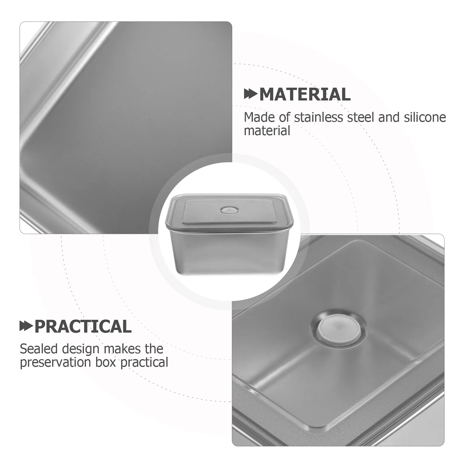 

1Pc Stainless Keeping Box Leakproof Bento Lunch Box Portable Silicone Seal Fruit Storage Container for Cold Storage