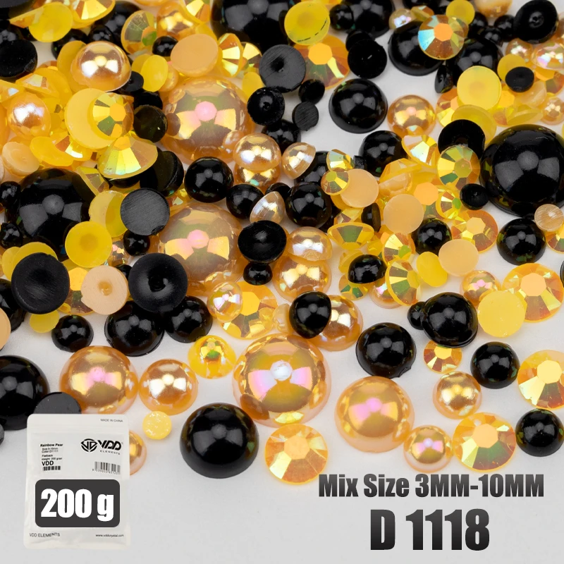 VDD 200g Großhandel Mix Größe Halbrunde Perlen ABS Flatback Perlen Harz Farbe AB Strasssteine zum Basteln DIY Nail Art Dekorationen – Detail 21