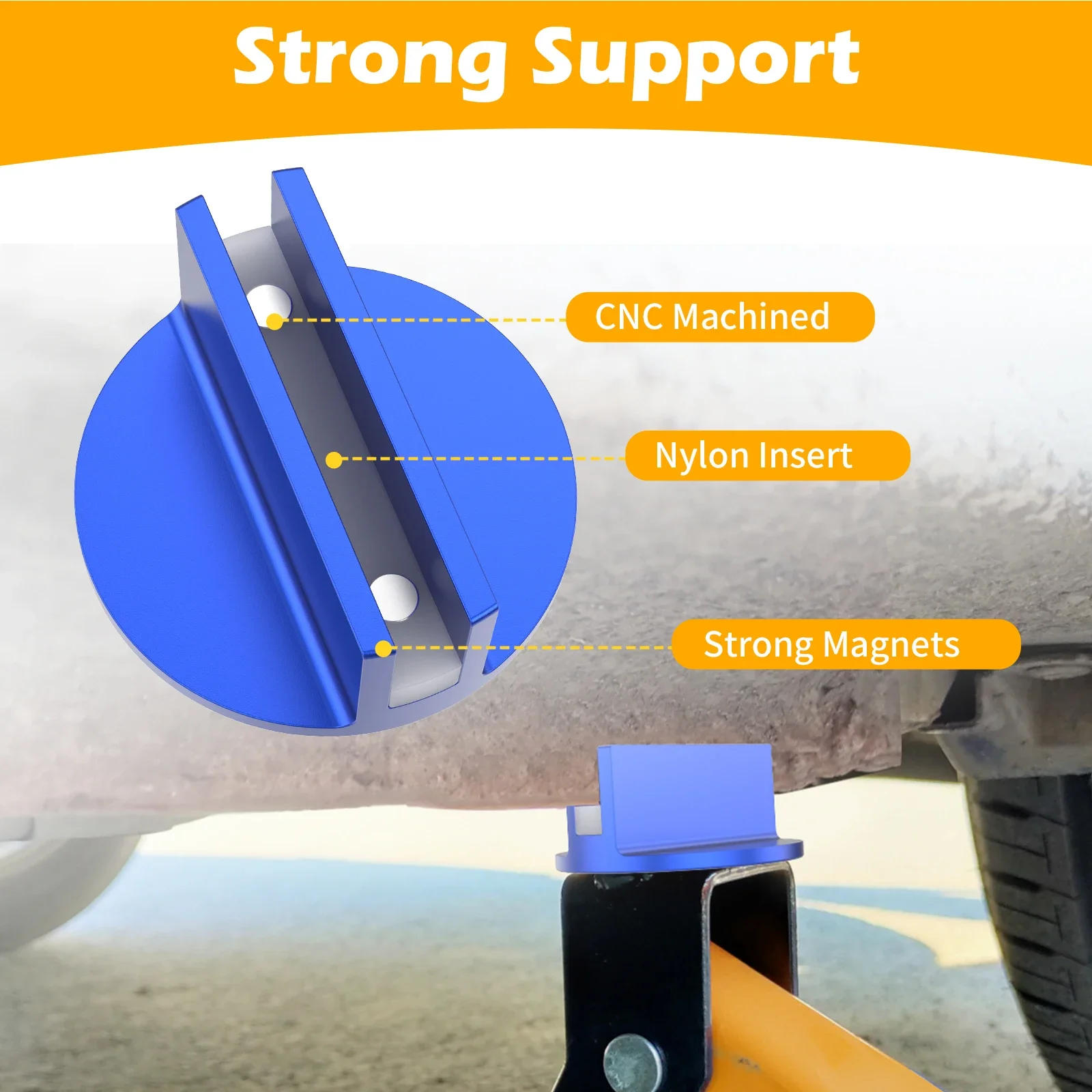 Slotted Jack Pad Universal Aluminum Grooved Jack Pad Magnetic Pinch Weld Jack For Pinch Weld Side Car Lifting Anti Slip Design