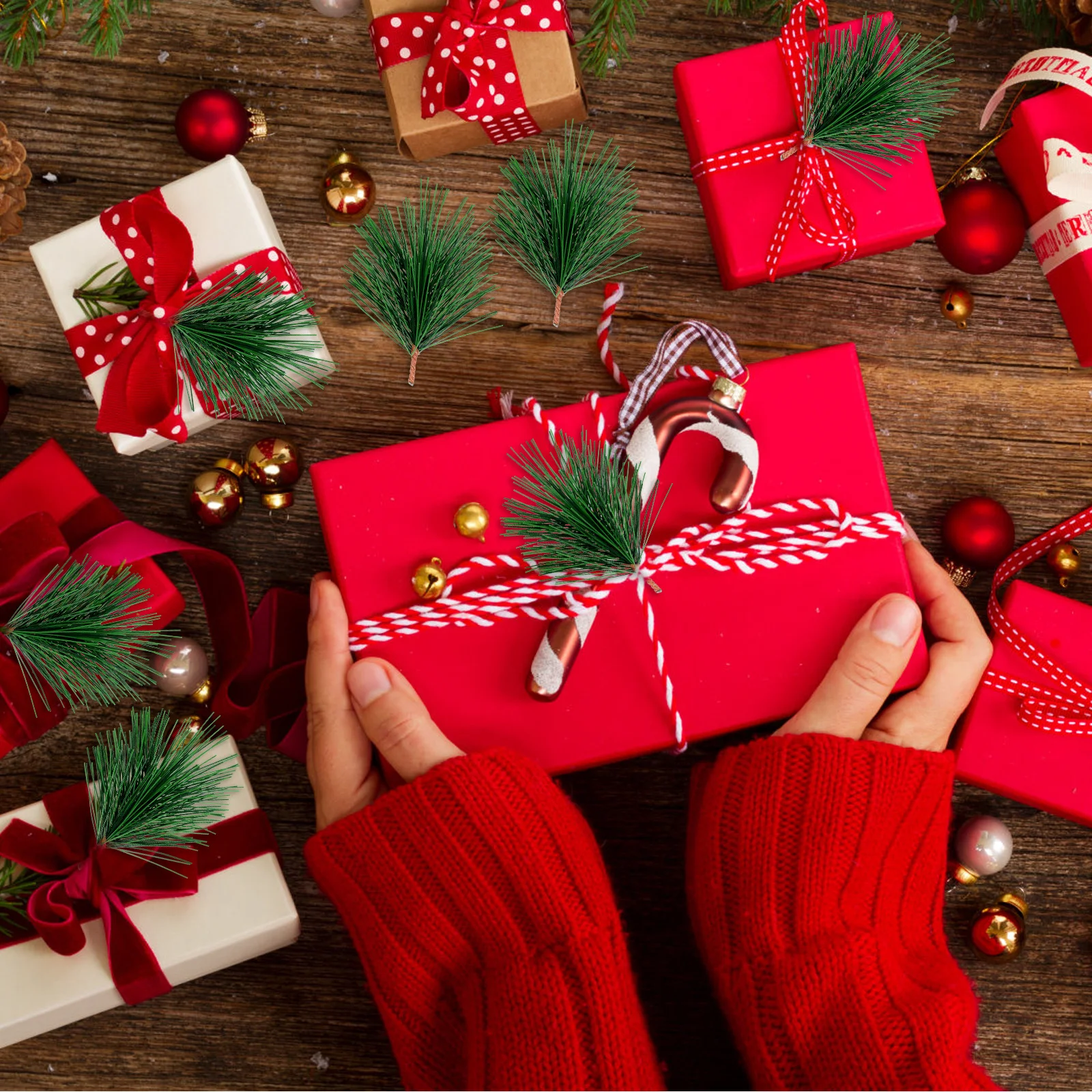 30 قطعة 1 مجموعة إبر الصنوبر الاصطناعية الواقعية الخضراء لعيد الميلاد حفل زفاف زينة Diy بها بنفسك لوازم نباتات مقلدة