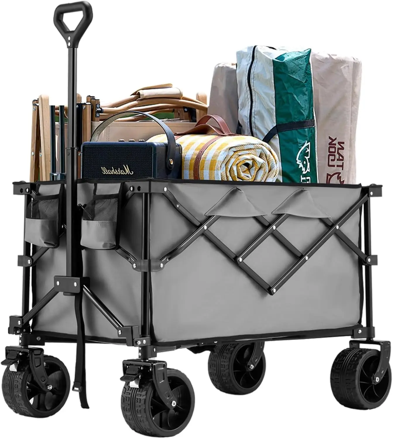 

Collapsible Wagon, 400LBS Wagons Carts Foldable, Beach Carts with Big Wheels for Sand, Heavy Duty Wagon, Folding Cart