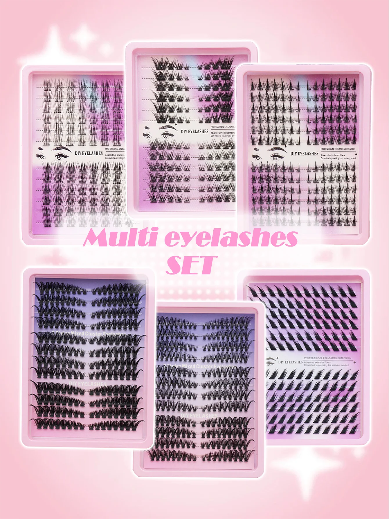 Mix Cluster Eyelashes, Wispy Fluffy Individual Lash Clusters, DIY Segmented False Eyelash Extensions for Home Makeup
