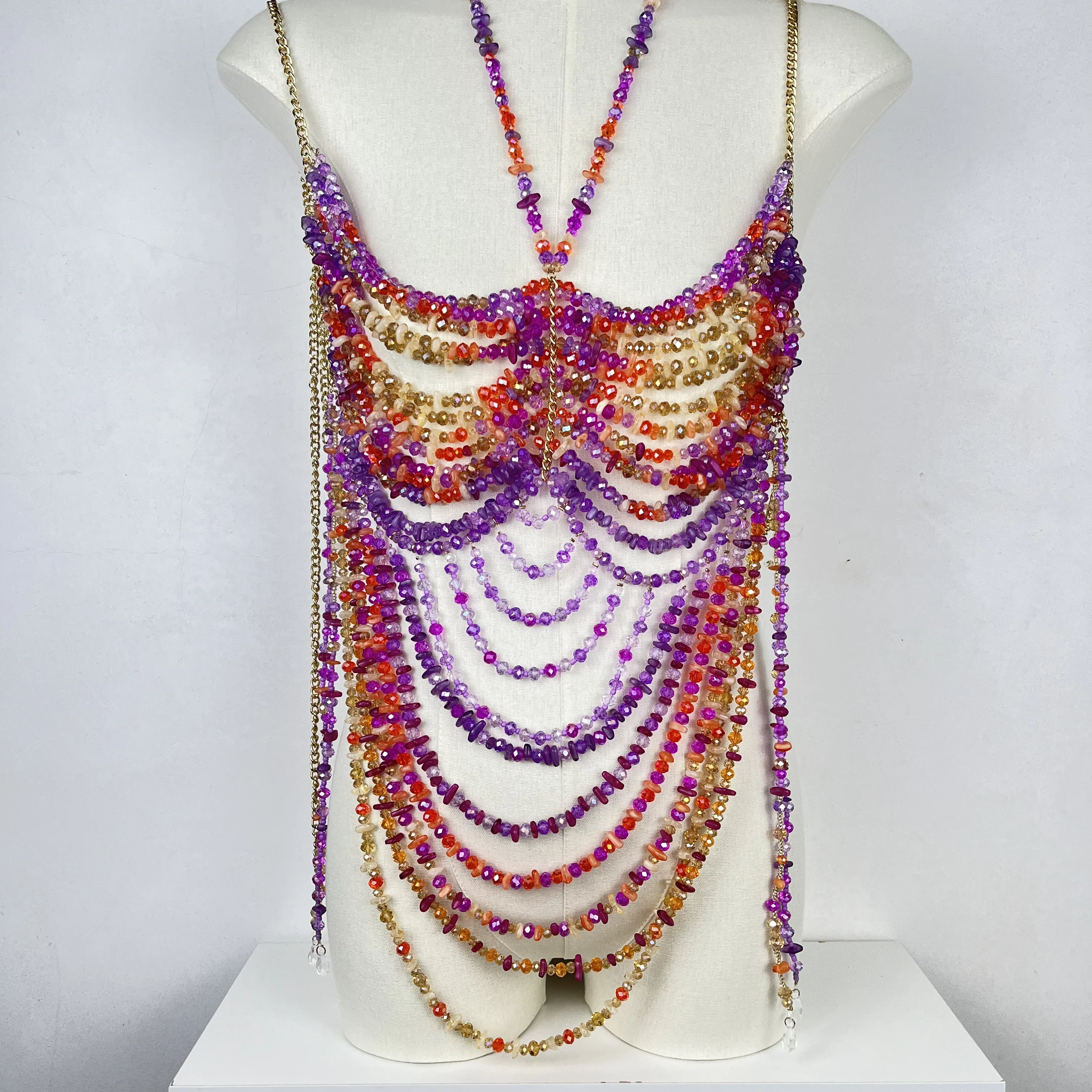 2025 New Women's Necklace Beaded Vest Hollow Out Top Jewelry Exaggerated Pearls Neck Bra Fashion Bra Women's Club Carnival