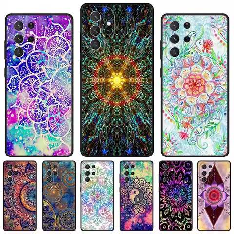 Mandala Flower Totem phone case For Samsung Galaxy S24 S23 S22 Ultra Note 10 20 Plus S8 S9 S10 S20 S21 FE Cover
