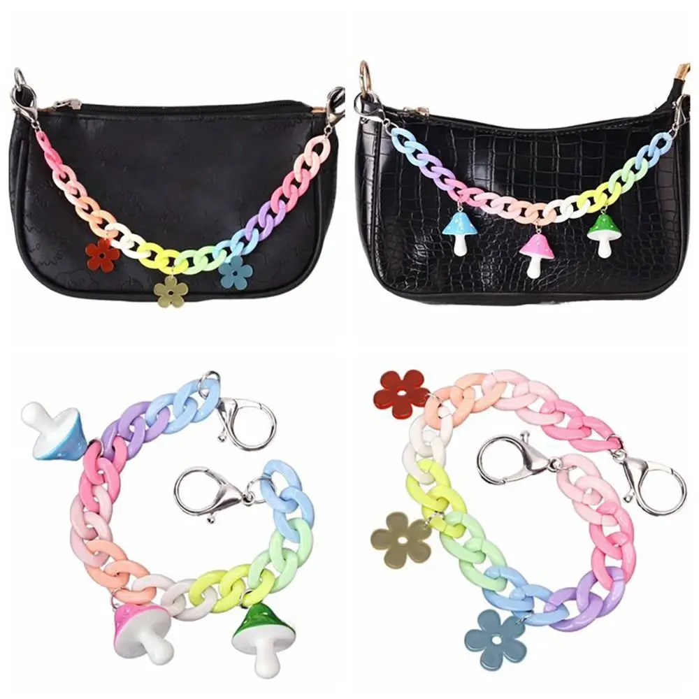 Cinghie colorate per borsa a tracolla 2024 cintura a catena per borsa in lega di metallo stile moda Versatile catena per manico in acrilico per borsa da donna