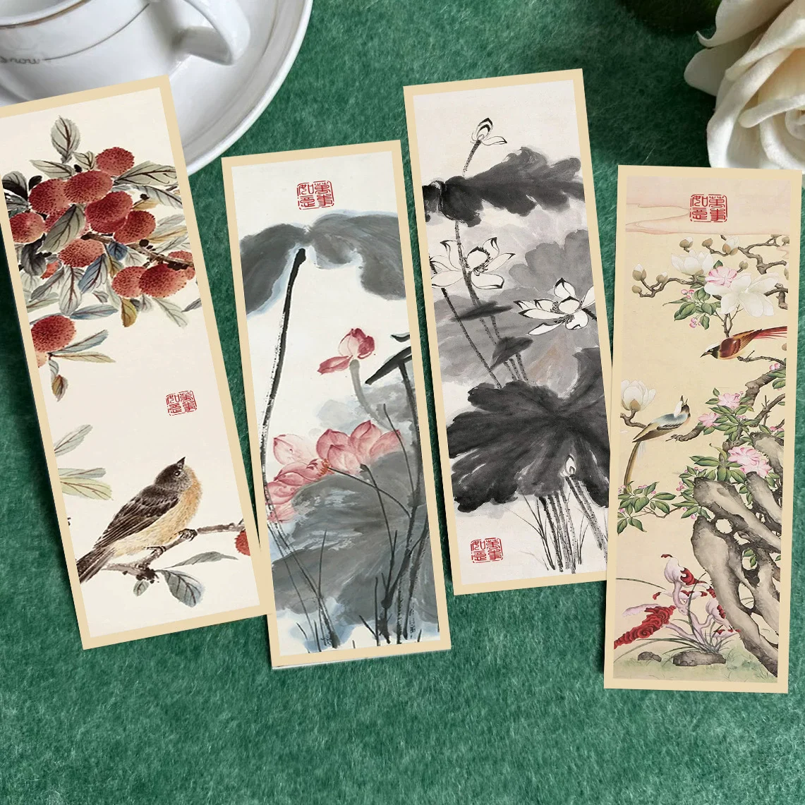 30pcs/60pcs Chinese Style Bookmarks For Gifts Reading Reward Scripture Stationery Office Supplies Ink Painting Style Bookmark