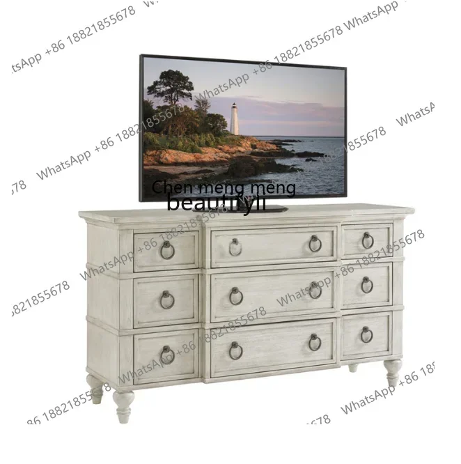 

182Q American solid wood light luxury French retro porch cabinet bedroom locker dresser